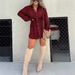 Autumn New Women's Fashion Solid Color Long Sleeve Shirt Dress_ecoleips.com
