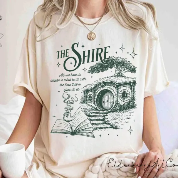 The Shire LOTR Comfort Colors Shirt Fantasy Book Lover Tee Funny Second Breakfast T-Shirt Hobbit Fan Gift Fashion Tops Clothing_ecoleips.com
