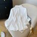 Women's Clothing Real shot in stock Autumn puff sleeve temperament white three quarter sleeve shirt Western style loose casual chiffon shirt_ecoleips.com
