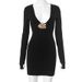 Women's Elegant Solid Color Dress with Long Sleeves And Butterfly Hollow Design European American Style Slim Fit Sexy Fashion High End_ecoleips.com