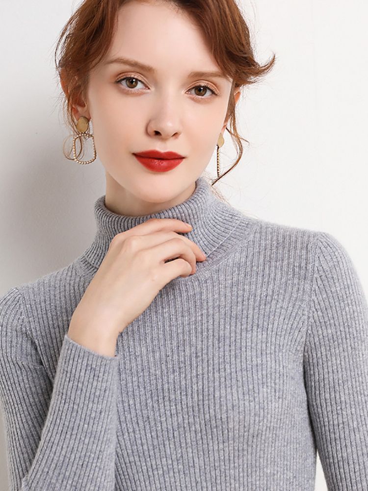 Women Fall Turtleneck Sweater Knitted Soft Pullovers Cashmere Jumpers Basic Soft Sweaters Female Basic Blouse New_ecoleips.com
