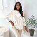 Women's Lace Trim Blouse With Lantern Sleeves - Flowy Chiffon Oversized Top For Elegant Casual Wear_ecoleips.com