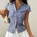 Women's Slim Fit Striped Shirt Button down Collar Elegant Casual Everyday Top European American Urban Style_ecoleips.com