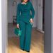 Women's Clothing Fitted Top & Flare Pants Set – Long-Sleeve Fall Outfit (S-5XL, Polyester-Spandex Blend, Wrinkle-Resistant, Casual & Elegant)_ecoleips.com