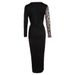 Voya New Pattern! Women's High Waist Skirt Set Black Hip Undercover Medium Long Sleeve Double Color Tone Commuter Dress Available In Multiple Colors_ecoleips.com