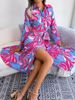 Women's Clothing Spring And Summer European And American Flower Lapel Tie Shirt Dress Long Skirt_ecoleips.com