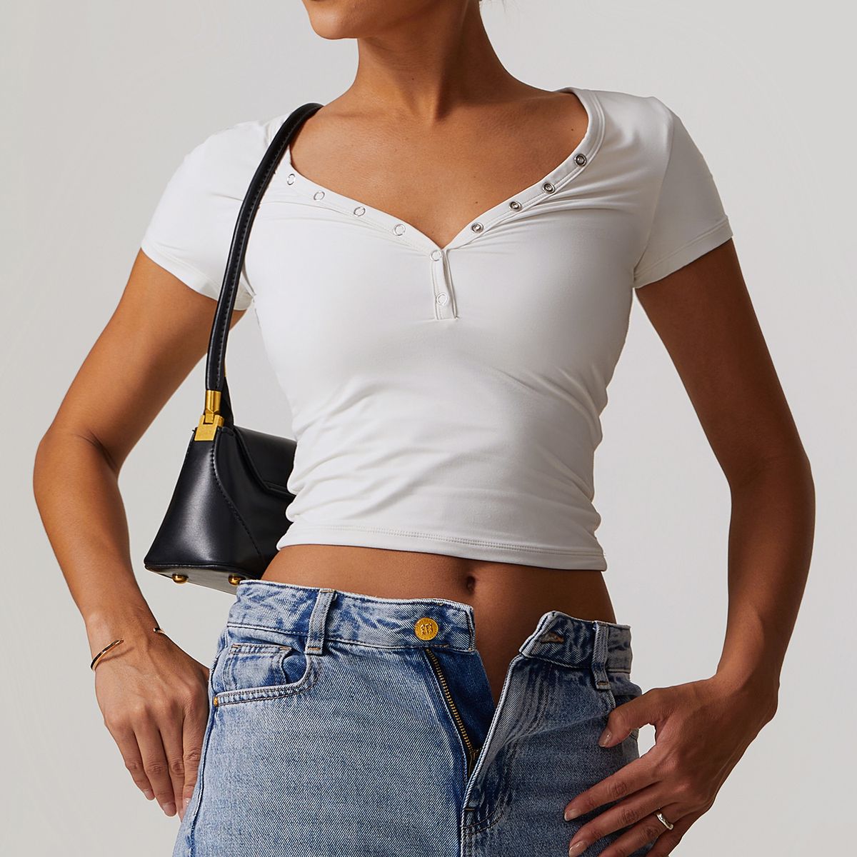 Women's Clothing Sanded Breathable Yoga Short Sleeved V Neck Running Sports Fitness T Shirt Top_ecoleips.com