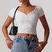 Women's Clothing Sanded Breathable Yoga Short Sleeved V Neck Running Sports Fitness T Shirt Top_ecoleips.com