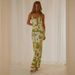 Women's Sexy Floral Print Bodycon Long Dress – A-Line Stretchy Polyester Maxi Dress With Adjustable Straps, Slim Fit For Party/Date Night_ecoleips.com