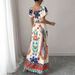 Women's Clothing New Printed Leisure Vacation Style Bohemian Short Sleeved Top Long Skirt Ladies Suit_ecoleips.com