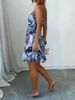 Women Spaghetti Strap Mini Dress Tropical Leaf Print A-line Casual Dress Spring Summer Boho Beach Vacation Pool Party Dress_ecoleips.com
