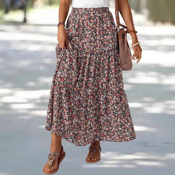 2025 Spring/Summer Cross-Border European And American Women's Fashion New Floral Print High-Waisted_ecoleips.com