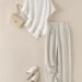 Women's Clothing Summer Irregular T Shirt Slim Top Wide Leg Pants Suit_ecoleips.com