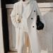 2024 Autumn Winter New Foreign Trade Women's Long Sleeve Turn-Down Collar Solid Color Double-Breasted Slim Coat_ecoleips.com