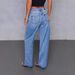 Women's Mid-Rise Washed Denim Jeans Straight Leg Casual Workwear Pants For Everyday Street Style Comfortable Mid-Rise Fit_ecoleips.com