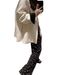 Black White Color-blocking Chinese-style Modern Chinese Blazer With V-neck, Elegant Women's Clothing, New Spring And_ecoleips.com