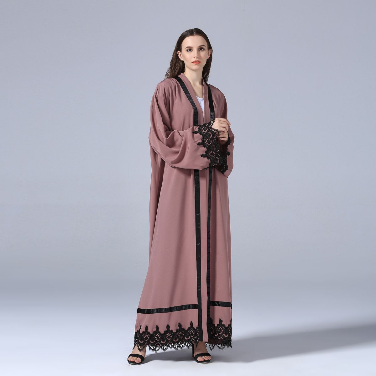 Verve Fashionable Lace Long Dress Muslim Dubai Robe 1555_ecoleips.com