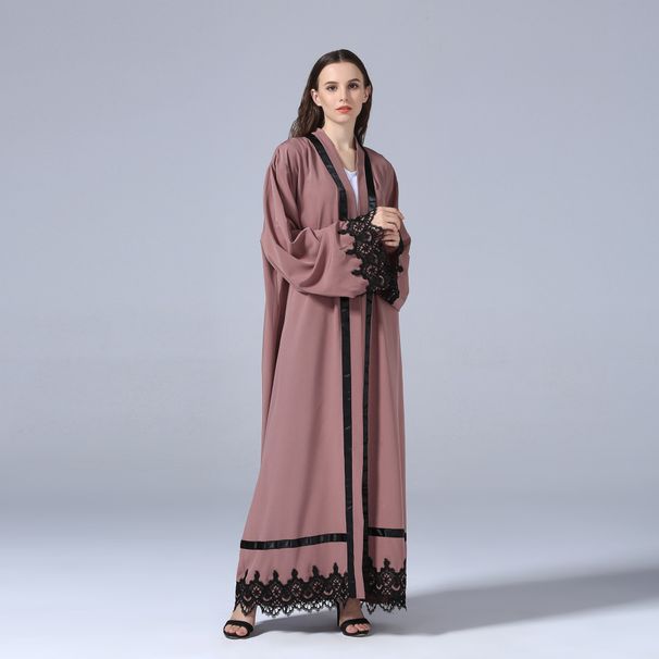 Verve Fashionable Lace Long Dress Muslim Dubai Robe 1555_ecoleips.com