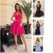 Women's Clothing Summer Solid Color V Neck High Waist Dress_ecoleips.com