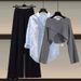 Women's Clothing Knitted Sweater Shirt Wide Leg Pants Three Piece Suit_ecoleips.com