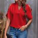European And American Clothing 2026 Summer New V-neck Stylish Off-shoulder Sleeve Women's Top_ecoleips.com