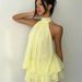 Women's Elegant Butter Yellow Chiffon Halter Tie Mini Dress Fashionable Summer Dress For Women_ecoleips.com