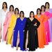 new fashion and sexy V-neck solid color large size dress for women with slit skirt design_ecoleips.com