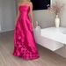 Women's Clothing New Style Splicing Round Satin Sexy Tube Top Backless Long Evening Dress_ecoleips.com
