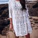 Women's Clothing New Sexy Hollow Embroidery Seaside Holiday Beach Bikini Cover Up Sun Protection Clothing_ecoleips.com