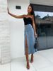 Women's Clothing Cross Border Women's Clothing Button Irregular Slit Half Length Denim Skirt High Waist Sexy Slim Hip Skirt Spot_ecoleips.com