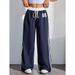 Women's Clothing Spot Delivery Girl Casual Pants Loose Lace Drawstring Elastic Waist Long Pants_ecoleips.com