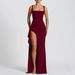 Women's Evening Gown Sexy Fashionable Halter Neck Backless High Slit Dress_ecoleips.com