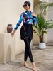 Women's Clothing Conservative Women's Tie Dye Swimsuit Three Piece Set Long Sleeved Top Tight Fitting Long Pants Swim Cap Classic Stylish_ecoleips.com