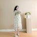 Spring New Korean Fashion Printed Embroidered Vest Two-Piece Maternity Dress_ecoleips.com