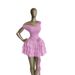 European And American Style Sweet Cowl Neck Three Dimensional Floral Short Dress for Women Sleeveless Cake Pink_ecoleips.com