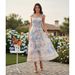 Women's Summer Floral Print Dress Spaghetti Strap Long Fairy Cinching Waist Fishbone Design Travel Vacation Dress_ecoleips.com