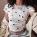 Slim Fit Crew Neck T-Shirt for Women All over Cherry Print Machine Washable Summer Fashion Casual Wear_ecoleips.com