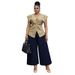Women's African Print Pant Set V-Neck Short Sleeve Top With Pleated Trousers American Style Plus Size Summer Temperament_ecoleips.com