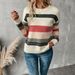 Women's Clothing Striped Color-Block Knit Sweater Loose Casual Round Neck Pullover For Autumn_ecoleips.com