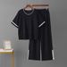 Summer Short Sleeve Color Block Sportswear Set for Women Casual Two-Piece Top And Slit Pants Cross-Border Style 2024_ecoleips.com