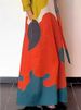 Freeacy 2025 Spring Stylish Dress For Women Contrast Color Long Sleeves Loose Fit Maxi Dress With Scarf Casual Party Dresses_ecoleips.com