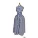 Women's Clothing Sleeveless Waist Cinching A-Line Dress Elegant Long Striped Fashion Autumn New American Dress_ecoleips.com