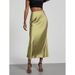 Fashionable Elegant Satin Texture Midi Skirt for Women Solid Color Glossy Draped European American Style Wholesale_ecoleips.com