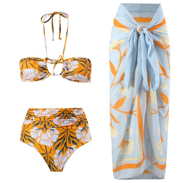 Three-dimensional Flower One-piece Swimsuit Women's Beach Vacation Dress Swimsuit_ecoleips.com
