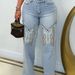 S391349 Cross-Border Women's Wholesale Fashion Classic Embroidery Retro Artistic Blue High-Waisted Wide-Leg Denim Pants_ecoleips.com