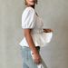 Women's Clothing French Retro Style Square Neckline Blouse Openwork Front Tie Waist Sexy Backless Top With Puff Sleeves Elegant Short Vacation Style_ecoleips.com