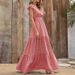 2026 Summer Bohemian V-Neck High-Waist Printed Vacation Long Dress With Floral Patchwork For Women_ecoleips.com