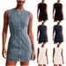Women's Clothing Round Neck Sleeveless Hip Denim Dress Fashionable High Waist Summer New Mid Length Women_ecoleips.com