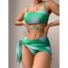 Women's Clothing Tie Dye Three Piece Mesh Skirt Split Bikini_ecoleips.com