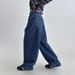 American-style Spring Vintage Blue Versatile Classic Simple Wide-leg Jeans Slimming Floor-length Pants For Women_ecoleips.com